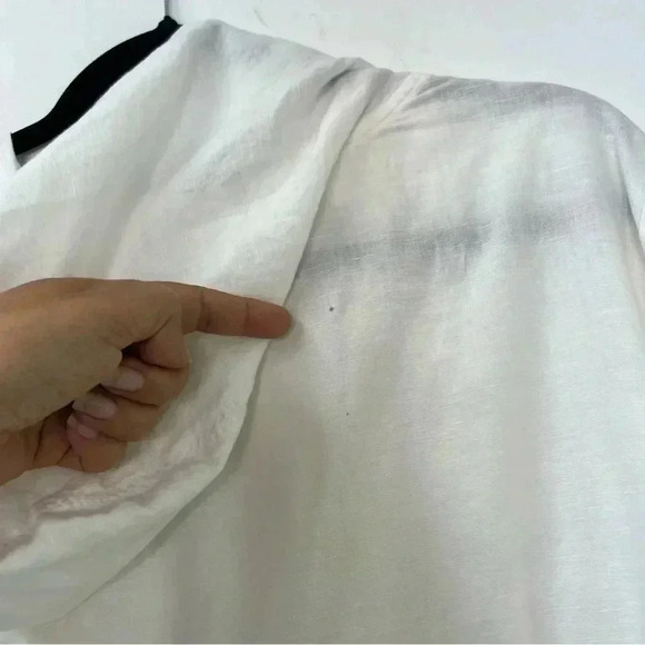 New York & Company‎ Comfort Zone Linen Blend Beachy Hoodie Top Sz L - Picture 2 of 12